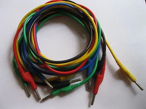 5 Stück Bananenstecker auf Bananenstecker Silikonkabel Hochspannung 5 Farben 1m Neu - Bild 1 von 2
