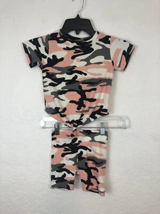 Fashion Nova Kids Sz 4 Mini Camo Chick Biker Shorts/Shirt Set Pink NWT 2-Piece - Picture 1 of 11