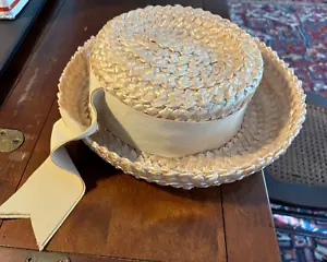 Vintage Union Made #342656 Kid / Child Straw Hat w/ Beige Ribbon Made in the USA - Picture 1 of 6