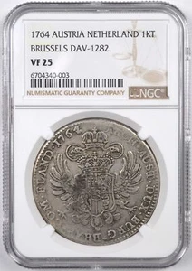 1764 AUSTRIA NETHERLAND BRUSSELS DAV-1282 1KT NGC VF 25 - Picture 1 of 2
