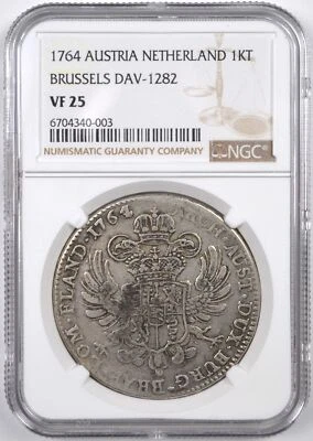 1764 AUSTRIA NETHERLAND BRUSSELS DAV-1282 1KT NGC VF 25 - Image 1 of 2