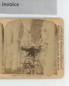 Púlpito Catedral Bruselas Bélgica Underwood Stereoview - Imagen 1 de 2