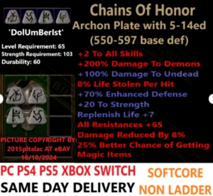 ✅ PC PS4 PS5 XBOX SWITCH ✅ Chains Of Honor Coh D2R Diablo 2 oggetti resuscitati - Foto 1 di 2