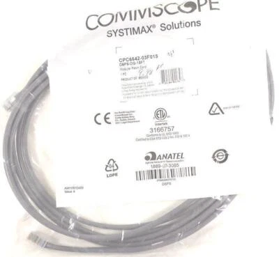 COMMSCOPE CPC6642-03F015 15FT. CAT5E MODULAR PATCH CORD GREY - Image 1 of 3