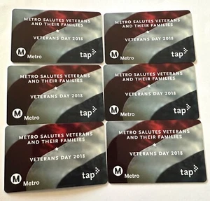 Metro TAP Card Salutes Veterans & Families Subway Transit Lmtd 2018 NOT Loadable - Picture 1 of 3