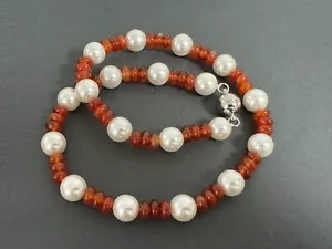 Muschelkernperlen & Achat Collier Kette Halskette Länge 50cm ca 8-12 mm - Bild 1 von 7