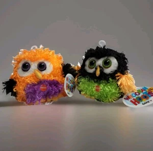 Lot of 2 Ganz Whoorah Hoot Owl 4" Plush Stuffed Orange Purple Green Black - Picture 1 of 7