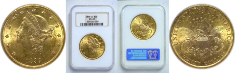 1899-S $20 Gold Coin NGC MS-62 Cover