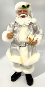 Standing Silver Christmas Santa Claus Figurine Toy Bag Newspapers Mail 10.5" - Picture 1 of 13