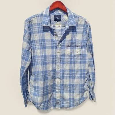 Rails Wyatt faded blue grey plaid button down soft cotton shirt L - Image 1 of 4