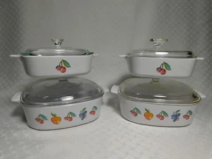 8 pc Set Vintage Corning Ware Basket of Fruit Casserole Baking Dishes with lids - Picture 1 of 10