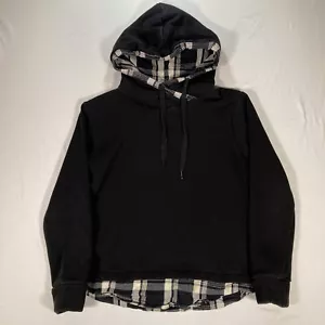 Yidarton Pullover Hoodie Hoodie Juniors Medium Black Plaid Fleece - Picture 1 of 8