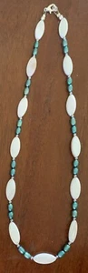 18" Blue Green Freshwater Pearl and White Shell Necklace - Picture 1 of 3
