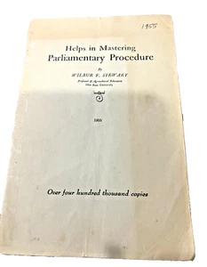Wilbur F. Stewart - 1955 Helps in Mastering Parliamentary Procedure Paperback Co - Picture 1 of 16