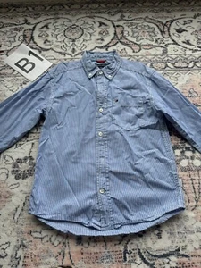 Tommy Hilfiger Kids' Boys Long Sleeve BLUE Striped Button-Up Shirt. Size 8/10 - Picture 1 of 3