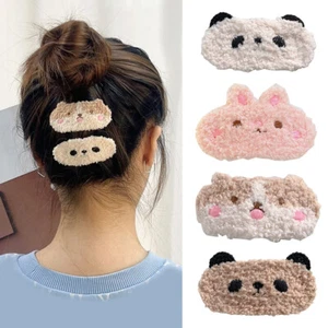 Cute Plush Bear Hair Clips Fashion Side Clamp Women Girls Bangs Makeup Hairpins - Picture 1 of 23