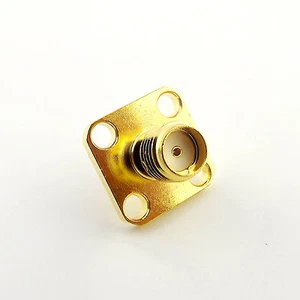 SMA Female Chassis Panel Mount 4 Holes Flange PTFE Solder RF Adapter Connector - Picture 1 of 7