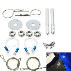 Car Engine Hood Locks Muscle 3/16" Hair Pin Style Hood Latch Pin Bonnet Lock Set - Picture 1 of 8