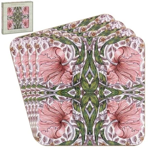Coaster William Morris Pink Pimpernel Set Of 4 Coasters Gift Boxed Idel Gift - Picture 1 of 2