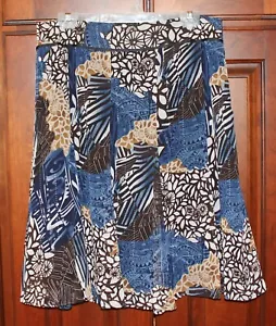 Tribal Women's Skirt Blue Brown Geometric Floral flared size 10 NWOT - Picture 1 of 4