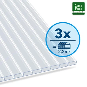 3 x Hohlkammerstegplatten 4 mm Polycarbonat Doppelstegplatte Stegplatte Transp. - Bild 1 von 8