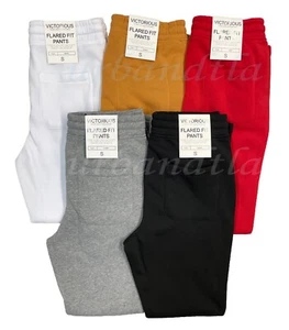 Men's Fleece Flared Jogger Sweatpants Bell Bottom Elastic Waist Pants FL91 - Picture 1 of 13