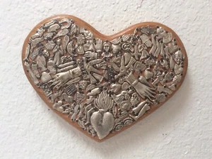 9” X 6 1/2” Wooden Milagro Heart Hand Made USA (oak Wood) - Picture 1 of 11