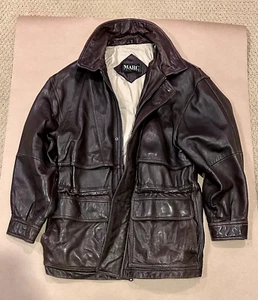 Men’s Medium Marc Designer Brown Leather Jacket | Zipper Front | Mid-Length - Picture 1 of 5