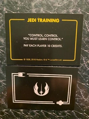 Monopoly Star Wars JEDI TARJETA DE ENTRENAMIENTO You Must Learn Control Saga Edition 2018 Foto 1 de 2