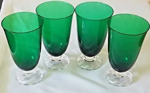 (4) VINTAGE GREEN 5 1/2 GLASS GOBLET - Picture 1 of 2