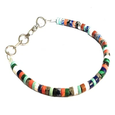 Bracciale di pietre dure naturali da uomo in acciaio inox braccialetto con perle - Immagine 1 di 4
