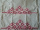 Vintage Para różowo-biała ręcznie szydełkowana koronka King poszewki na poduszki