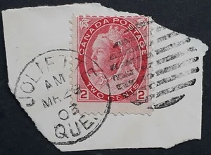 1903 Canada 2c Rose-carmine QV stamp. JOLIETTE QUE Duplex Postmark. - Picture 1 of 2