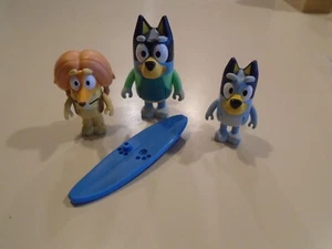 Bluey Heeler Family Figure Set ~ Bandit /Surfboard / Bluey / Indy - Picture 1 of 3