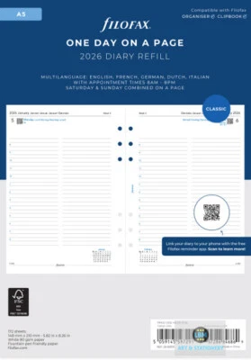 Filofax 2026 A5 Diary - One Day On A Page - Classic Appointment Refill - 68515 - Image 1 of 2