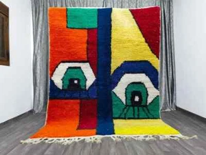 Fabulous Boujaad Rug- Authentic Moroccan Handmade Rug- Colorful Rug-Abstract Rug - Picture 1 of 12