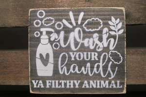 Wash your hands Farmhouse Rustic Looking Wood Sign Wall Decor Made in the USA !! - Picture 1 of 5