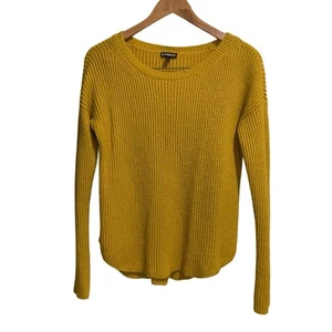 Express Women's Ribbed Knit Sweater size S Mustard Yellow - Picture 1 of 8