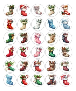 Christmas Stockings Handmade Stickers Scrapbook Journal Planner Envelope Labels - Picture 1 of 1