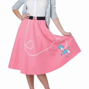 50s Poodle Greaser Sock Hop Bopper Rock Roll Womens Costume Pink Skirt S/M - Picture 1 of 3