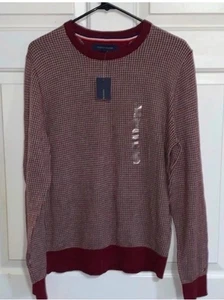 Maglione Tommy Hilfiger bordeaux a quadri misto cotone nuovo con etichetta M - Foto 1 di 8