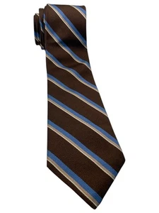 GANT Mens Neck Tie Brown Blue Striped Silk 57x3” - Picture 1 of 4