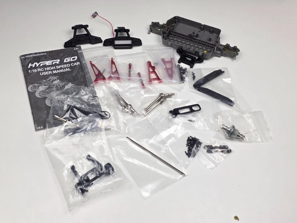 NEW MJX Hyper Go 16208 Roller Slider With Upgrades Extra RC Parts Lot 1/16 Scale - Image 1 of 4