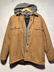 Dickies  Hoodie Jacket Full Zip Snap Front Beige Quilted Canvas Size S Work - Picture 1 of 11