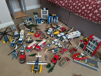 Lego City Police Station And Fire Station Bundle Vehicles Mini Figures - Image 1 of 3