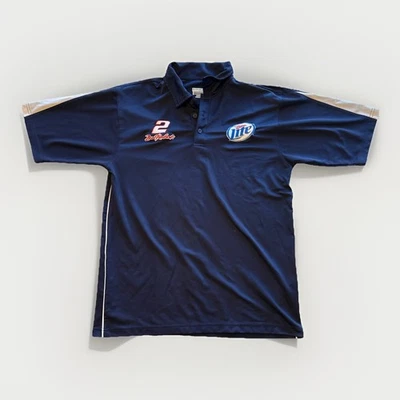 NASCAR Brad Keseloski Miller Lite Medium Polo Shirt, Augusta Sportswear, Blue - Image 1 of 4