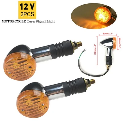 2x Motorcycle LED Amber Chrome Turn Signal Bullet Light Brake Blinker For Honda - Image 1 of 4