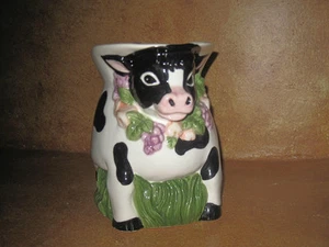 Cow Pitcher Black & White Farm Animal Barnyard Country Kitchen Holstein - Picture 1 of 6