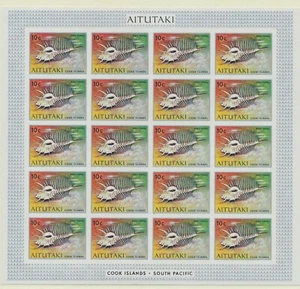 Aitutaki 89 1974 10c Murex Triremis Seashell IMPERF Sheet of 20 VF NH - Bild 1 von 1
