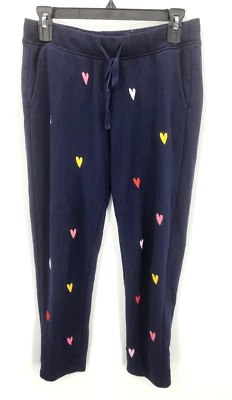 Lou & Grey Jogger Pants Womens Small Blue Embroidered Hearts Pull On Artsy Boho - Image 1 of 4